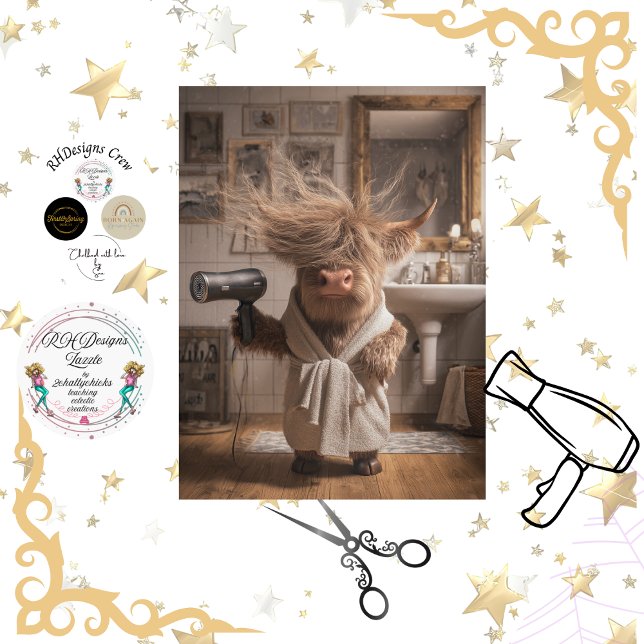 Decoupage Highland Cow Salon Art Bad Hair Day  Tissue Paper (Creator Uploaded)