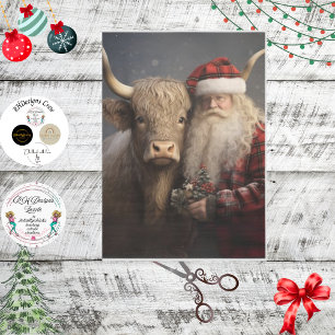 Decoupage Highland Cow & Santa Claus Tissue Paper