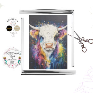 Decoupage Highland Cow Splash Vibrant Colours Tissue Paper