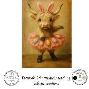 Decoupage Highland Easter Ballerina In Pink Tissue Paper