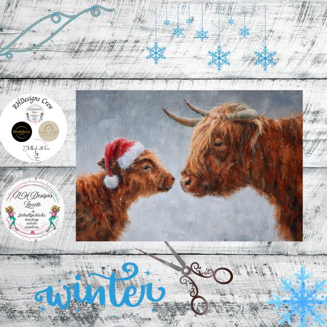 Decoupage Highland Mother &Calf Nose to Nose  Tissue Paper (Creator Uploaded)