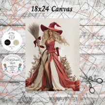 Decoupage Holiday Beautiful Witch 18x24 Canvas