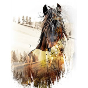 Decoupage Horse Harmony Nature Double Exposure Tissue Paper