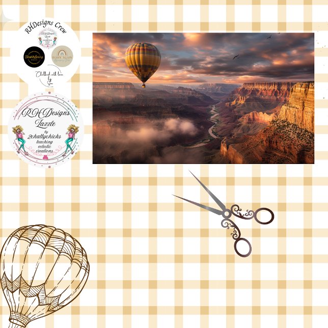 Decoupage Hot Air Balloon Grand Canyon Sunset Tissue Paper (Creator Uploaded)