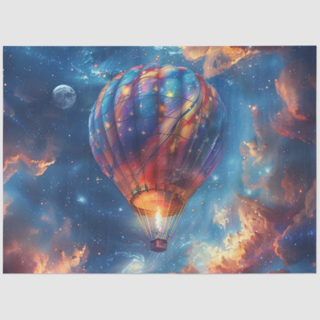 Decoupage Hot Air Balloon Nebulae Galaxies  Tissue Paper (Front)
