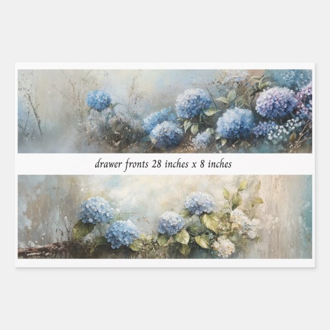 Decoupage Hydrangea Flowers Drawer Fronts 29x8  Wrapping Paper Sheet (Front)