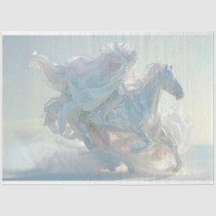 Decoupage Ice Sculptured Horse & Rider White  Tissue Paper