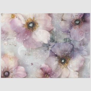 Decoupage Intricate Floral Pattern Pink Purple  Tissue Paper