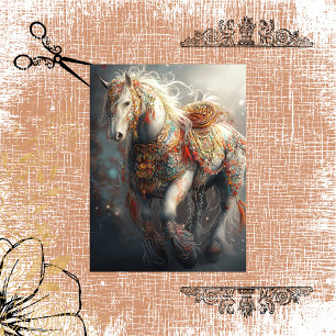 Decoupage Intricate White Horse & Embellishments  Tissue Paper