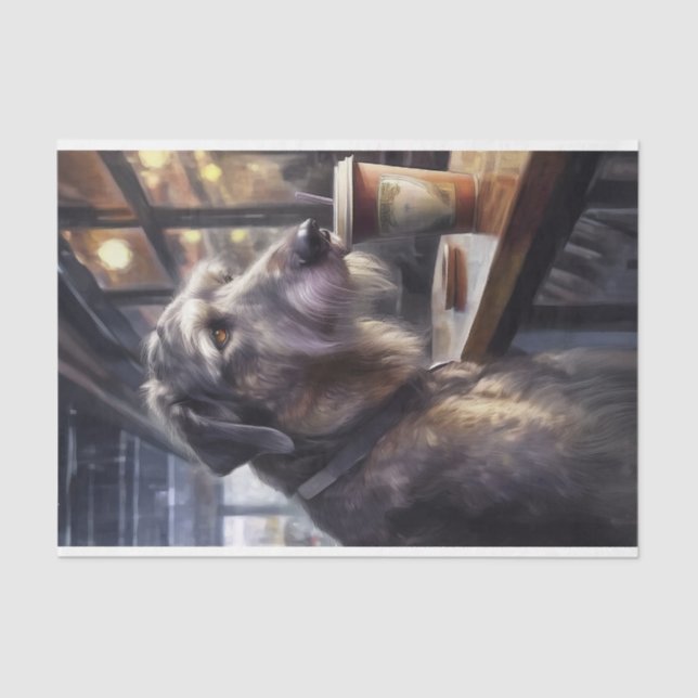 Decoupage Irish Wolfhound in Cafe Tissue Paper (Front)