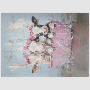 Decoupage Jersey Cows in Bubble Bath Pink Tub Tissue Paper