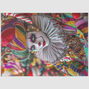 Decoupage Jester Clown Vibrant Circus Costume  Tissue Paper