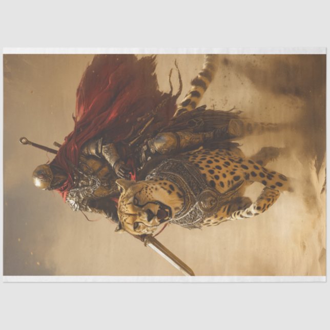 Decoupage Knight and Cheetah Duo Hero's Tissue Paper (Front)