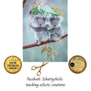 Decoupage Koala Bear in Eucalyptus Tree Raining  Tissue Paper