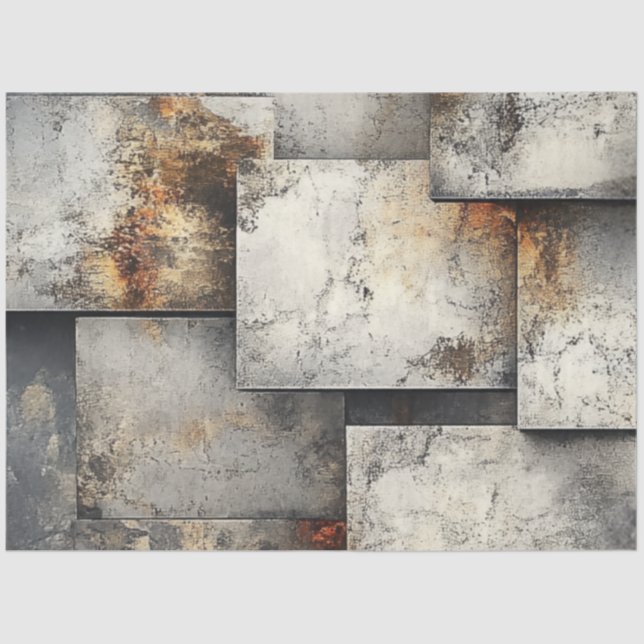 Decoupage Landscape Silver Rust Faux Background  Tissue Paper (Front)