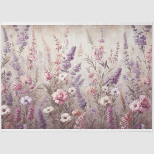 Decoupage Lavender Wildflower Tissue Paper (Front)