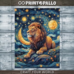 Decoupage - Lion in a Van Gogh world - Tissue Paper