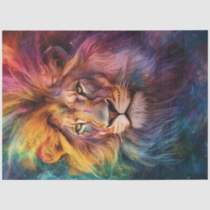 Decoupage Lion of Spectrum of Colours Tissue Paper