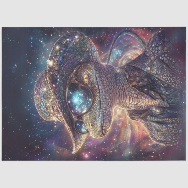 Decoupage Lizard Cosmic Patterns Stardust  Tissue Paper (Front)