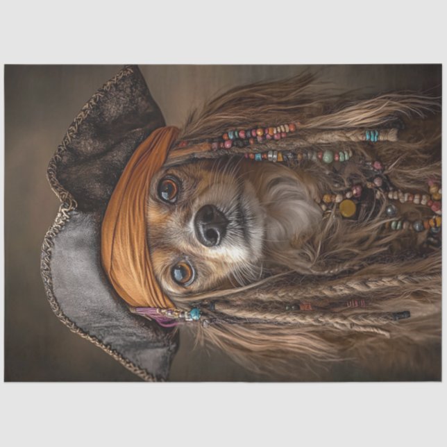 Decoupage Longhaired Dachshund Pirate Tissue Paper (Front)