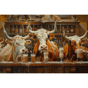 Decoupage Longhorn Cows Bar Drinking Milkshakes Tissue Paper