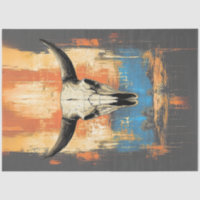 Decoupage LongHorn Steer Poster Orange, Blue