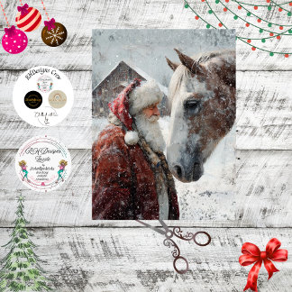 Decoupage Magical Moment Santa & His Horse Snowing Tissue Paper