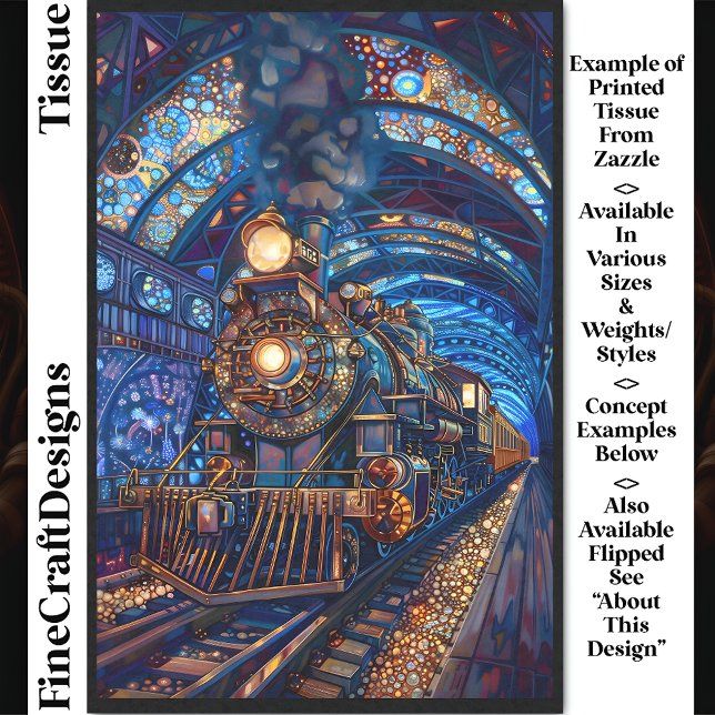 Decoupage Magical Steampunk Train Faux Mosaic 065L Tissue Paper (Creator Uploaded)
