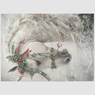 Decoupage Magical White Horse Winter Wonderland Tissue Paper