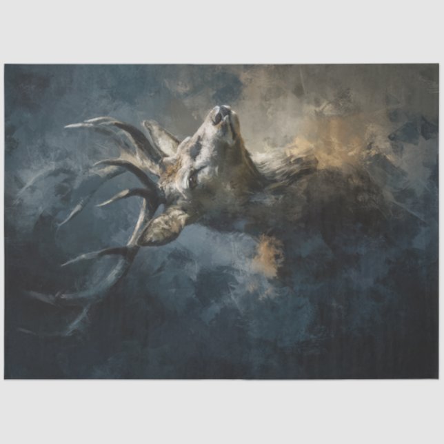 Decoupage Majestic 9 Point Deer Antlers Tissue Paper (Front)