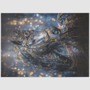 Decoupage Majestic Black Stallion Jewel Encrusted Tissue Paper