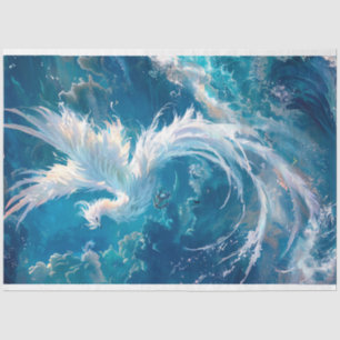 Decoupage Majestic Ethereal White Phoenix Tissue Paper
