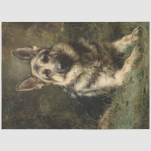 Decoupage Majestic German Shepard Painting  Tissue Paper