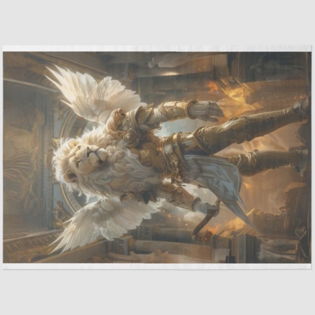 Decoupage Majestic Guardian Lion Leo Tissue Paper (Front)