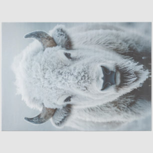 Decoupage Majestic White Bison in Snow Tissue Paper
