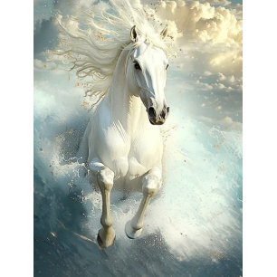 Decoupage Majestic White Horse Galloping Ocean  Tissue Paper