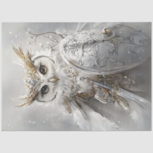 Decoupage Majestic White Owl Sword & Shield  Tissue Paper