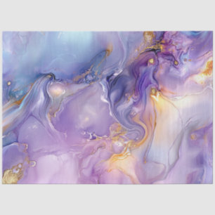 Decoupage Marble Faux Finish Purple Gold Blue Tissue Paper