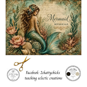 Decoupage Mermaid Botanicals Ocean Floral  Tissue Paper