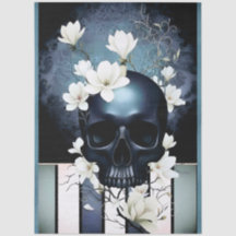 Decoupage Midnight Skull with Magnolia