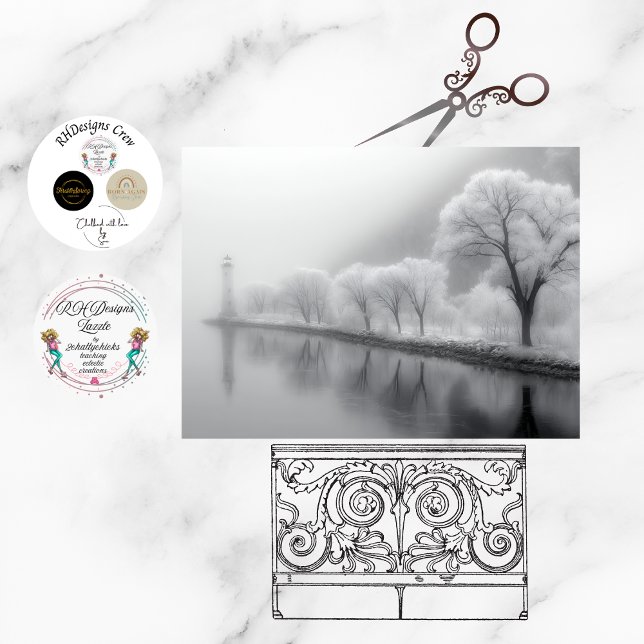 Decoupage Misty Lighthouse Winter Foggy Scene Tissue Paper (Creator Uploaded)