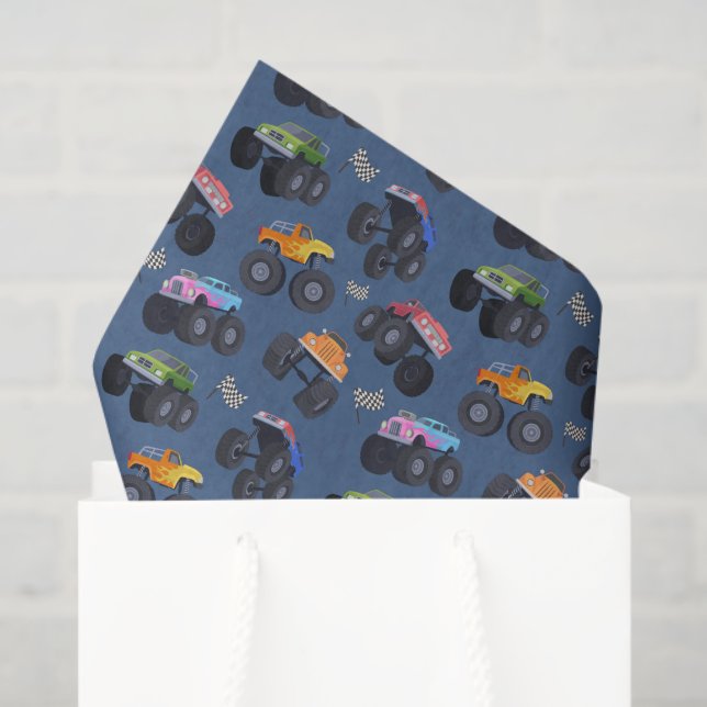 Decoupage Monster Trucks Birthday Party Tissue Paper (Gift Bag)