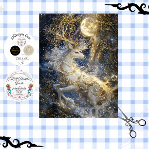 Decoupage Moonborne Majestic White Stag Horse  Tissue Paper