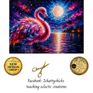 Decoupage Moonlit Flamingo Tropical Oil Painting Tissue Paper