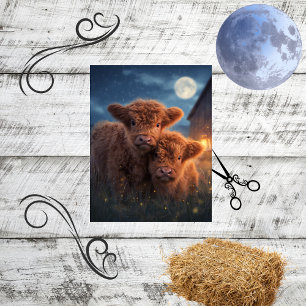 Decoupage Moonlit Night Highland Mom & Baby Tissue Paper