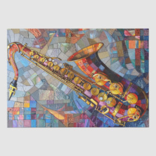 Decoupage Mosaic Artwork Saxophone Tissue Paper