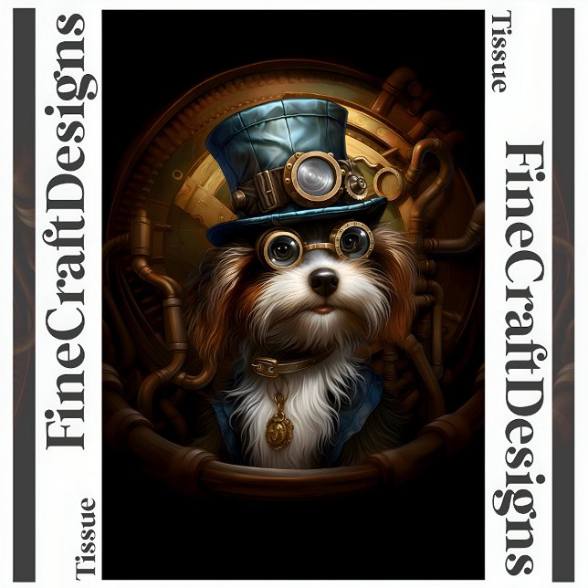 Decoupage Mousseline Steampunk Dog Faux Ink 033 Tissue Paper (Creator Uploaded)