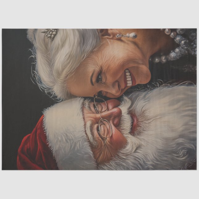 Decoupage Mr & Mrs Claus Portrait  Tissue Paper (Front)