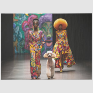 Decoupage Multicolored Fashion Runway Lady Poodle Tissue Paper