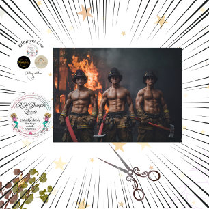 Decoupage Muscular Firefighters Bold Artwork  Tissue Paper